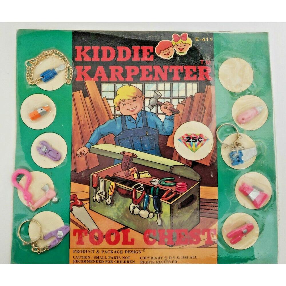Vintage Kiddie Tools Toy Charm Prizes Old Gumball Vend Machine Display Card #9